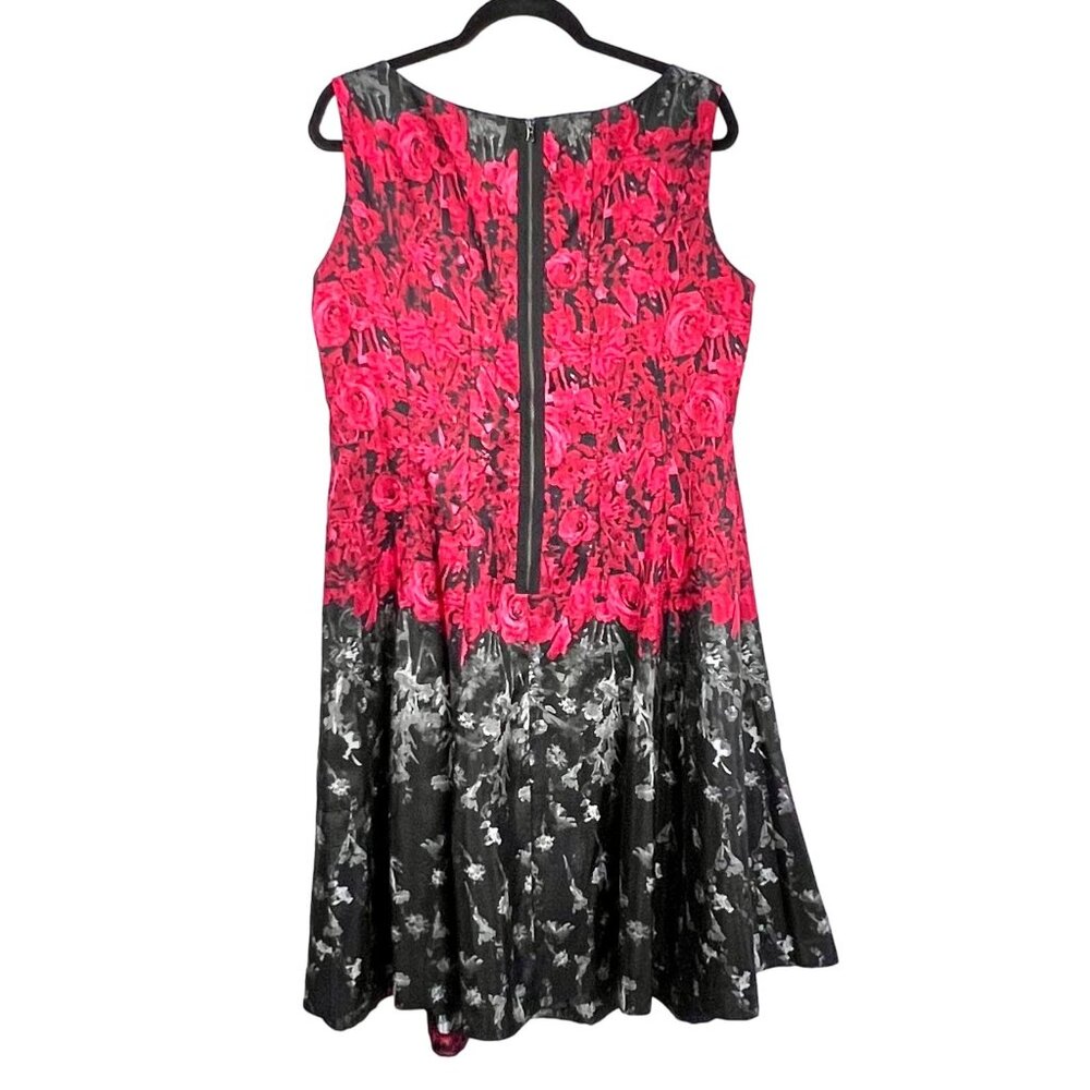 Dress Barn Floral Dress Lined Zipper Back A-Line Size 16 Black Red Gray EUC - Picture 2 of 12